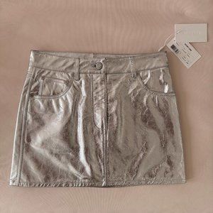 HELMUT LANG - METALLIC LEATHER MINI SKIRT (size 0)